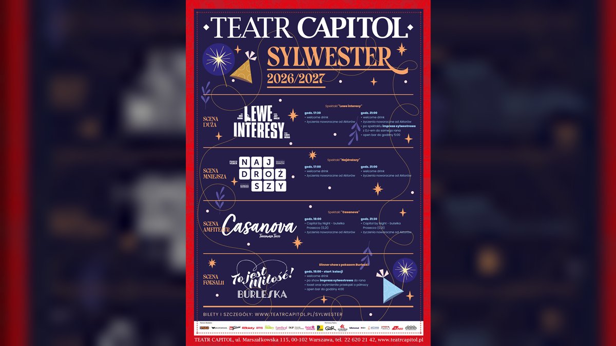 Новогодняя ночь в Teatr Capitol: спектакли, open bar и вечеринка до утра